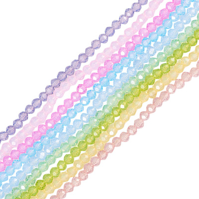 9 Strands 9 Colors Baking Paint Transparent Glass Beads Strands DGLA-TA0001-38-1