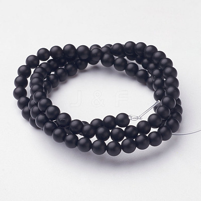 Natural Black Agate Beads Strands X-G-D543-4mm-1