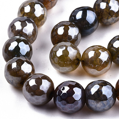 Electroplate Natural Agate Beads Strands G-T131-55-31-1