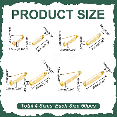 200Pcs 4 Styles Iron Back Bar Pins IFIN-ME0001-21B-1