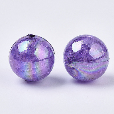 AB Color Transparent Crackle Round Acrylic Beads CACR-S006-05-1