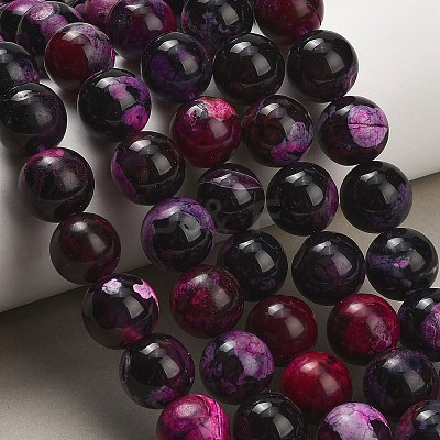 Natural Fire Crackle Agate(Dyed & Heated) Beads Strands G-K425-A06-14mm-1