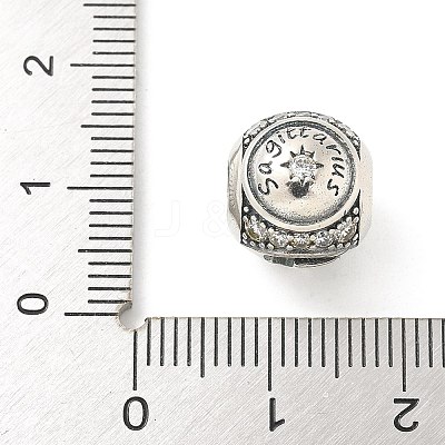 Brass Clear Cubic Zirconia European Beads FIND-M049-01AS-02-1