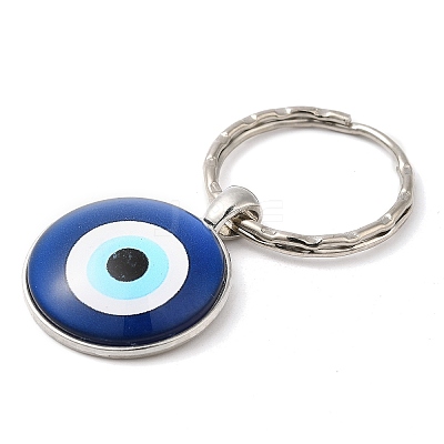 Half Round/Dome Alloy & Glass Pendant Keychain KEYC-D020-02P-03-1