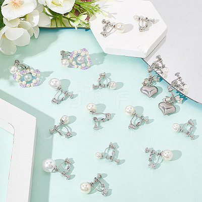 24Pcs 4 Styles 316 Surgical Stainless Steel Clip-on Earring Converters Findings STAS-SC0010-35P-1