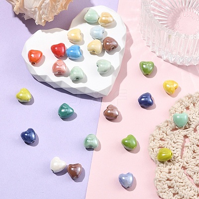 40Pcs Glazed Porcelain Beads PORC-YW0001-61-1