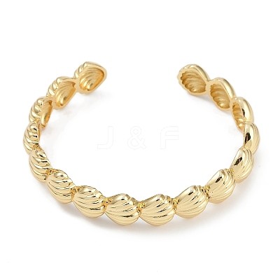 Shell Shape Rack Plating Brass Cuff Bangles for Women BJEW-P341-05G-1