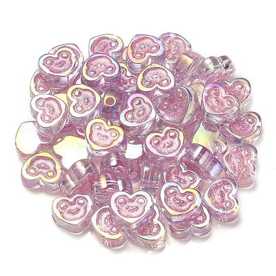 UV Plating Rainbow Iridescent Acrylic Beads OACR-G012-11-1