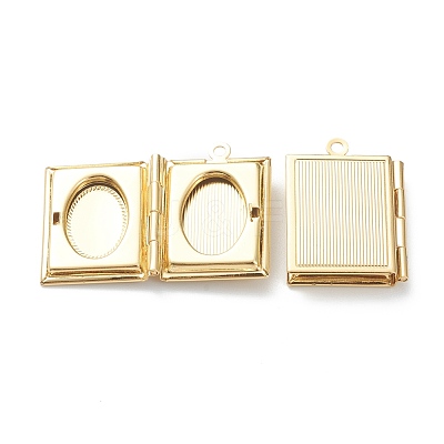Brass Locket Pendants KK-P199-11G-1