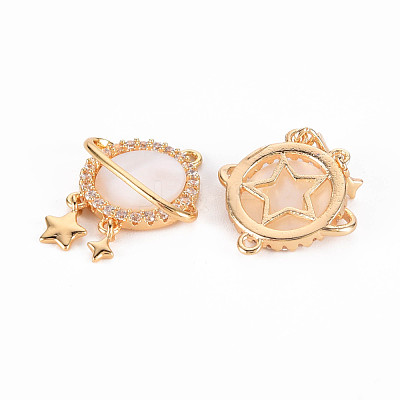Brass Micro Pave Clear Cubic Zirconia Pendants KK-T062-190G-NF-1