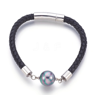 Leather Cord Bracelet BJEW-E350-01A-1