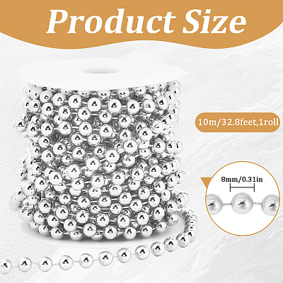 ABS Plastic Imitation Pearl Bead Chain KY-WH20006-09B-1