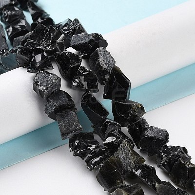 Raw Rough Natural Obsidian Beads Strands G-B065-C20-1