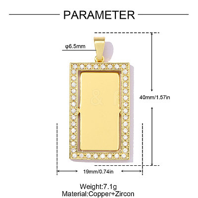 Brass Micro Pave Clear Cubic Zirconia Pendants CU-OY001-72G-1