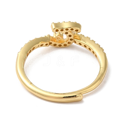 Rack Plating Brass Cubic Zirconia Arabic Letters Adjustable Rings for Women RJEW-S407-10G-11-1