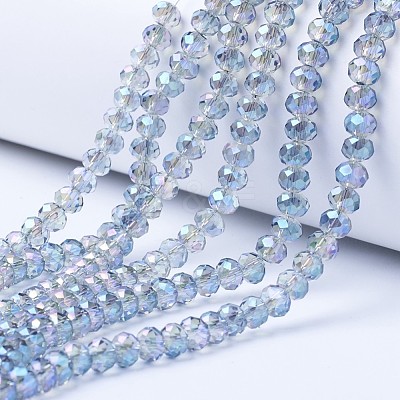 Electroplate Transparent Glass Beads Strands EGLA-A034-T6mm-Y05-1