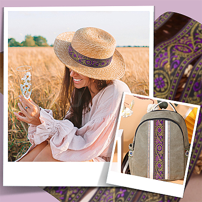 Ethnic Style Embroidery Polyester Ribbons OCOR-WH0070-10F-07-1