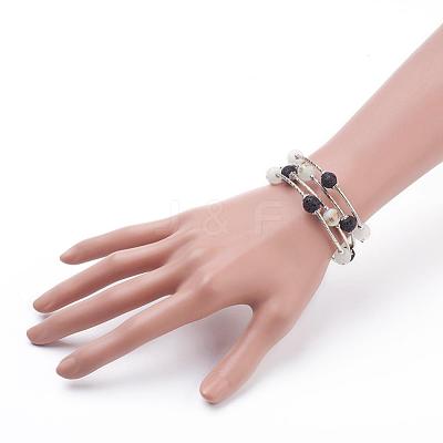 Electroplate Glass Bead Wrap Bracelets BJEW-JB03260-1