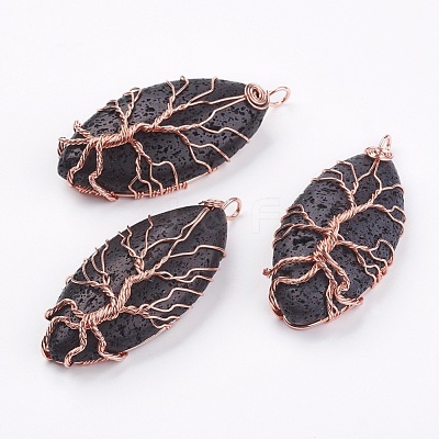 Natural Lava Rock Big Pendants KEYC-F019-01RG-1