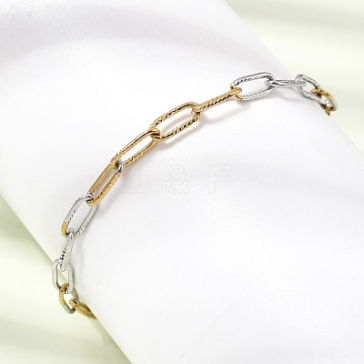 4MM Two Tone 304 Stainless Steel Textured Paperclip Chain Bracelets for Man and Women SA-CBAB767-11GP-1