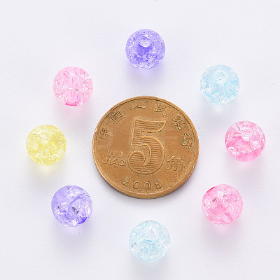 Transparent Crackle Acrylic Beads X-MACR-S370-G8mm-1