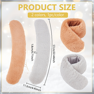 2Pcs 2 Colors Imitation Rex Rabbit Fur Collars AJEW-BC0010-76B-1