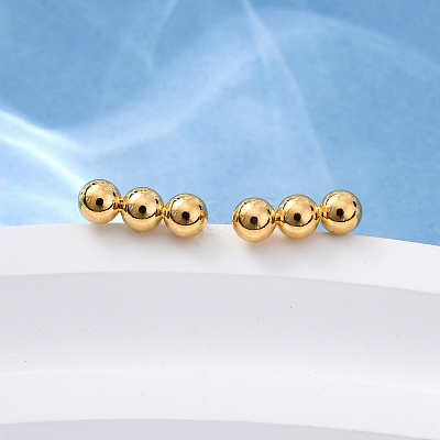 201 Stainless Steel Beaded Horizontal Bar Stud Earrings with 316 Stainless Steel Pin for Women X-STAS-K238-01G-1