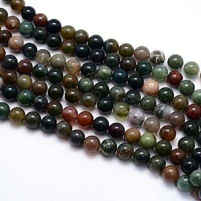 Natural Indian Agate Round Beads Strands G-G735-01-6mm-1