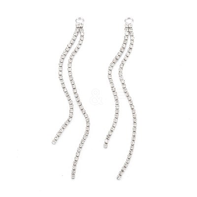 Brass Micro Pave Clear Cubic Zirconia Tassel Pendants KK-D063-01P-1