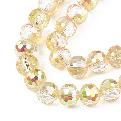 Electroplate Transparent Glass Beads Strands EGLA-N002-31-C04-1