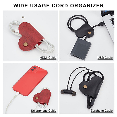 4Pcs 4 Colors PU Leather Cord Organizers AJEW-CP0005-01-1