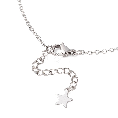 201 Stainless Steel Moon and Star Pendant Brass Cable Chain Necklaces NJEW-JN05787-1