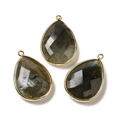 Faceted Natural Labradorite Pendants G-M356-B02-LG-1