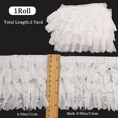 3-Layer Nylon Pleated Lace Trims OCOR-WH0082-40-1