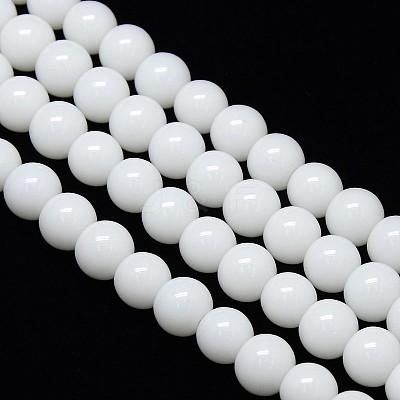 Opaque Solid Color Crystal Glass Round Beads Strands EGLA-F037-8mm-E01-1