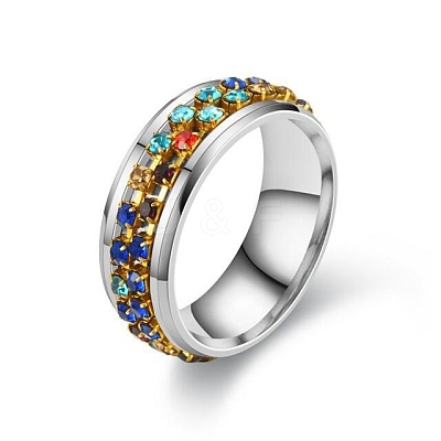 Colorful Rinestone Rotating Finger Ring PW-WG94001-30-1