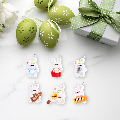 60Pcs 6 Style Music Theme Opaque Resin Pendants RESI-DC0001-06-1