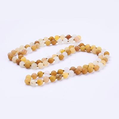 Natural Topaz Jade Beaded Necklaces NJEW-P202-36-B23-1