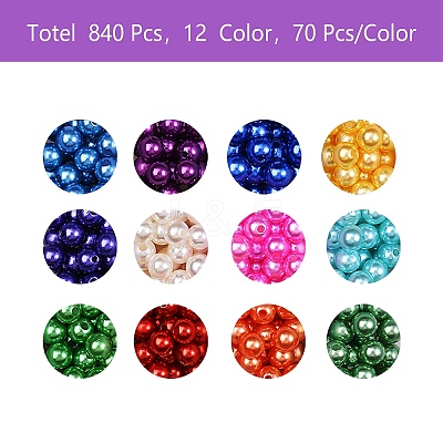 840Pcs 12 Colors Imitation Pearl Acrylic Beads sgOACR-SZ0001-14-1