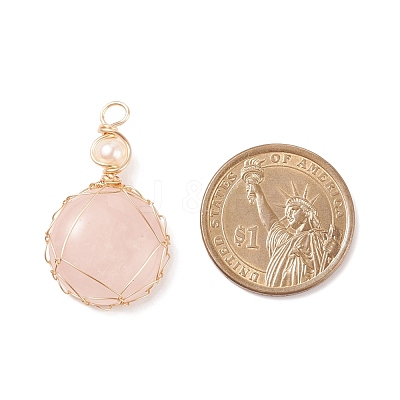 Natural Rose Quartz Pendants PALLOY-JF01556-04-1