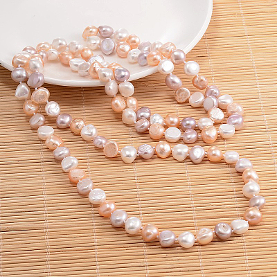 Natural Pearl Nuggets Beaded Necklace NJEW-P126-A-01C-01-1