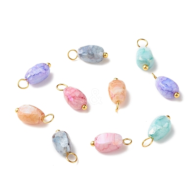 Opaque Baking Paint Crackle Glass Beads Pendants PALLOY-JF01242-1