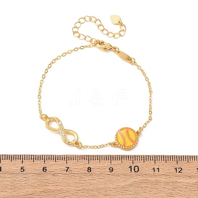 Sports Brass Micro Pave Cubic Zirconia Infinity Link Bracelets LS-BJEW-D386-01D-G-1