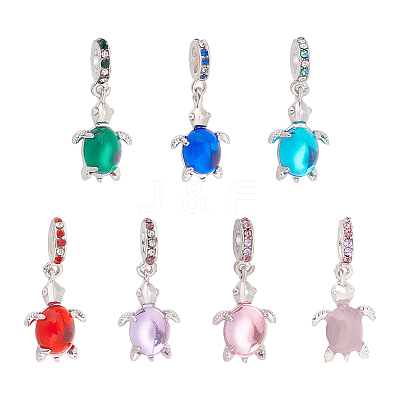 7Pcs 7 Colors Glass European Dangle Charms RB-OC0001-06-1