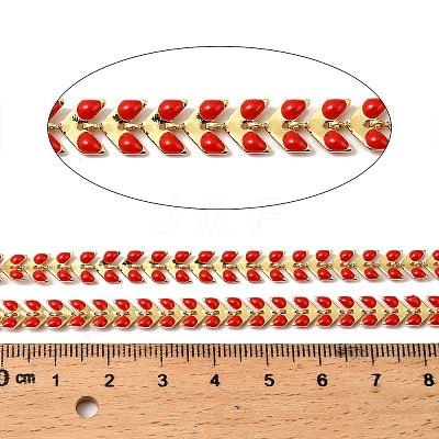 Brass Enamel Leaf Link Chains CHC-F021-02G-11-1