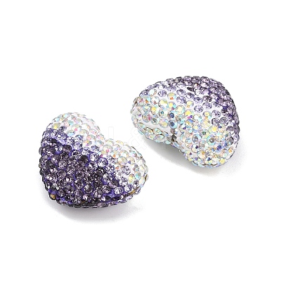 Gradient Color Heart Shaped Polymer Clay Rhinestone Beads CLAY-NH0002-03G-1