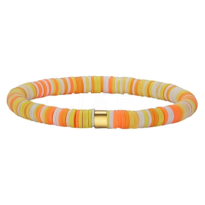 Polymer Clay Heishi Surfer Stretch Bracelet with 304 Stainless Steel Beaded BJEW-SW00110-01-1
