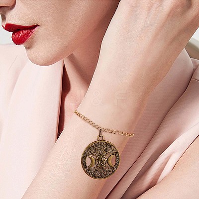 60Pcs Life of Tree Moon Charm Pendant Triple Moon Goddess Pendant Ancient Bronze for Jewelry Necklace Earring Making crafts JX339A-1