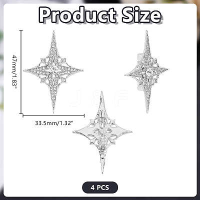 4Pcs Alloy Rhinestone Lapel Pins for Backpack Clothes JEWB-HY0001-64B-1