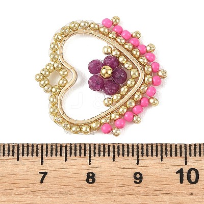 Natural Ruby Faceted Round Beaded Copper Wire Wrapped Pendants PALLOY-MZ01400-01-1